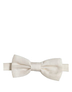 Dolce & Gabbana Men Off White Silk Adjustable Neck Papillon Bow Tie