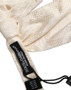 Dolce & Gabbana Men Ivory Paisley SIlk Adjustable Neck Papillon Bow Tie