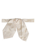 Dolce & Gabbana Men Ivory Paisley SIlk Adjustable Neck Papillon Bow Tie