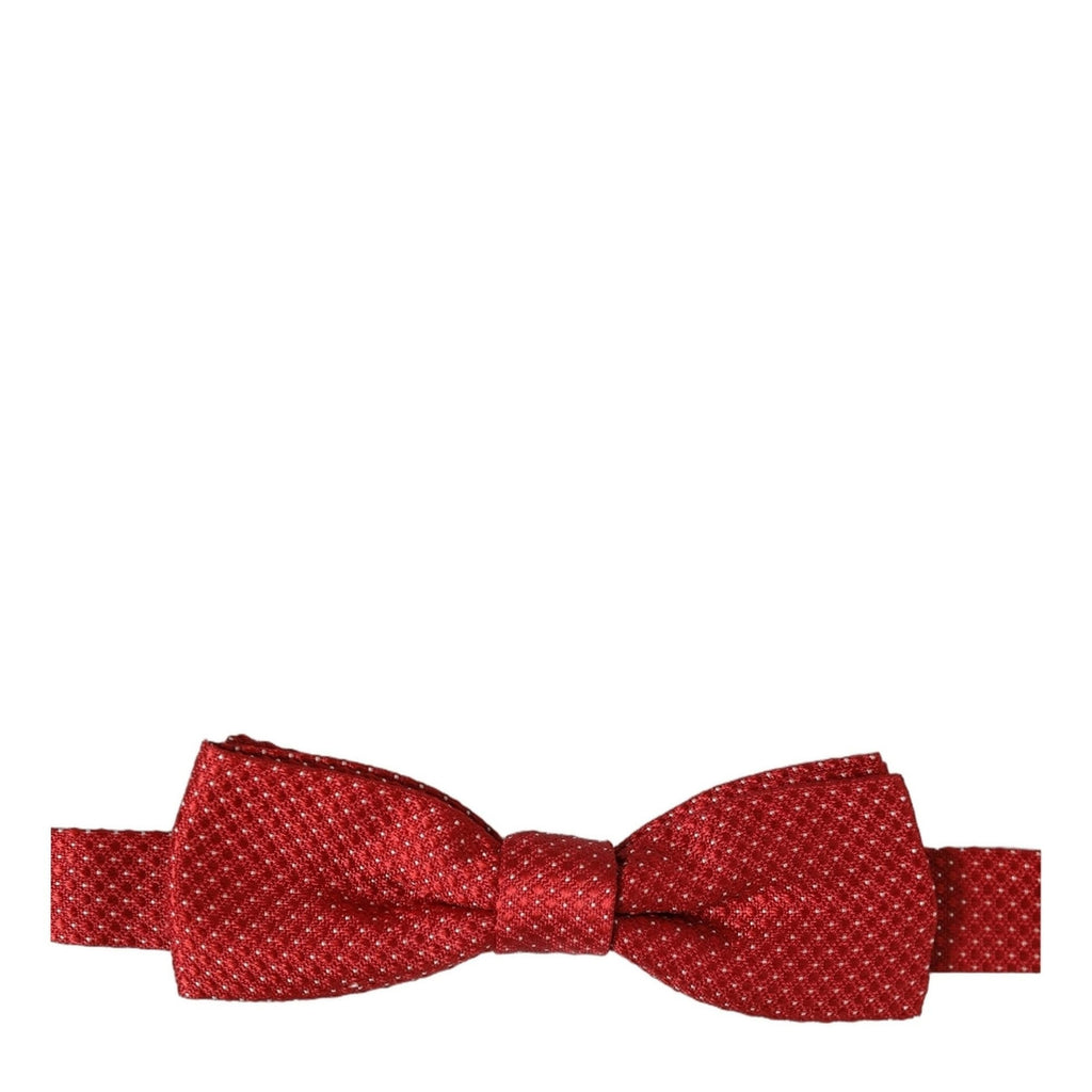 Dolce & Gabbana Men Red Polka Dot Silk Adjustable Neck Papillon Bow Tie