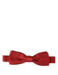 Red silk Dolce & Gabbana men's polka dot bow tie with adjustable neck strap, featuring a classic papillon style.