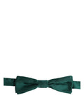 Dolce & Gabbana men's green silk adjustable bow tie with papillon style for formal or stylish occasions.