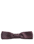 Dolce & Gabbana Blue Burgundy Woven Adjustable Neck Papillon Bow Tie