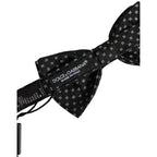 Dolce & Gabbana Men Black Patterned Adjustable Neck Papillon Bow Tie