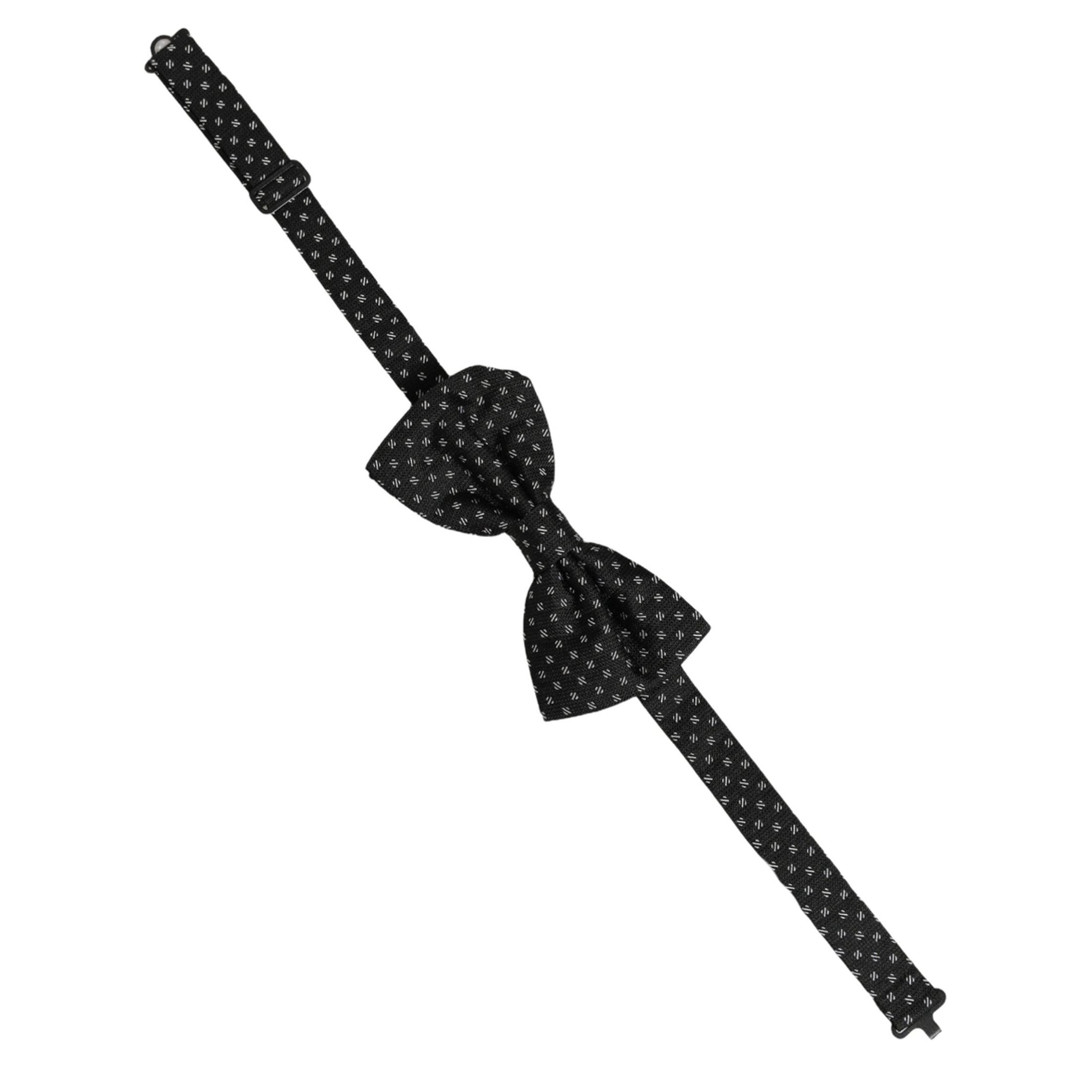 Dolce & Gabbana Men Black Patterned Adjustable Neck Papillon Bow Tie