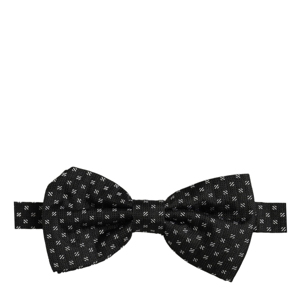 Dolce & Gabbana Men Black Patterned Adjustable Neck Papillon Bow Tie