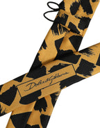 Dolce & Gabbana Men Black Yellow Patterned Adjustable Tied Necktie Tie