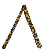 Dolce & Gabbana Men Black Yellow Patterned Adjustable Tied Necktie Tie