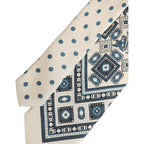 Dolce & Gabbana Men Off White Blue Geometric Adjustable Tied Necktie Tie