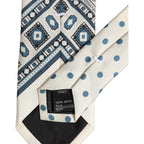 Dolce & Gabbana Men Off White Blue Geometric Adjustable Tied Necktie Tie