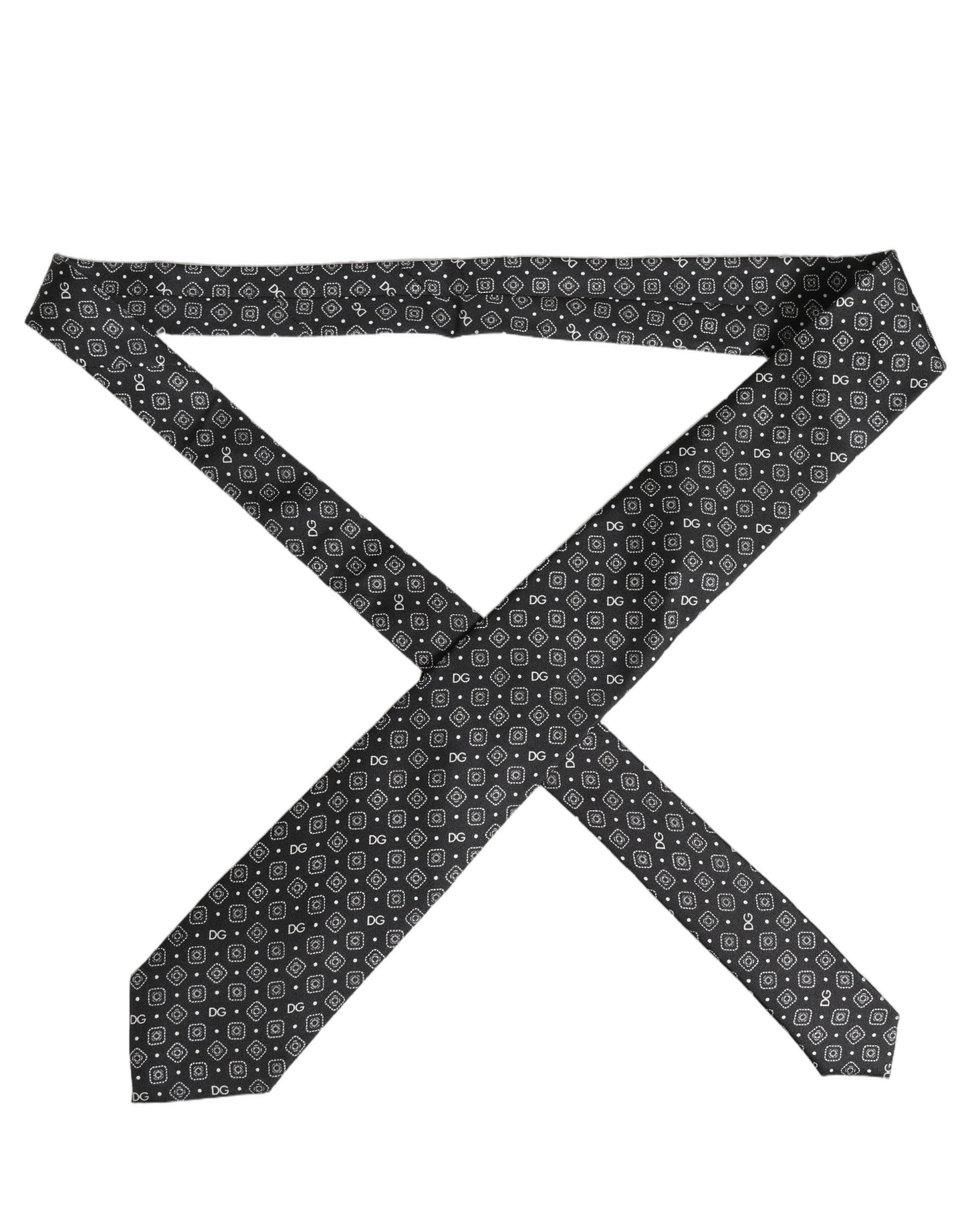 Dolce & Gabbana Men Black DG Logo 100% Silk Adjustable Tied Necktie Tie