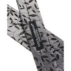 Dolce & Gabbana Men Gray Leaf Pattern Silk Adjustable Tied Necktie Tie