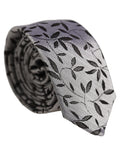 Gray silk men's necktie with leaf pattern and adjustable tie, designed by Dolce & Gabbana.