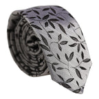 Dolce & Gabbana Men Gray Leaf Pattern Silk Adjustable Tied Necktie Tie