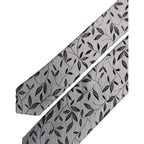 Dolce & Gabbana Men Gray Leaf Pattern Silk Adjustable Tied Necktie Tie