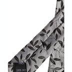 Dolce & Gabbana Men Gray Leaf Pattern Silk Adjustable Tied Necktie Tie