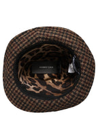 Dolce & Gabbana Brown Checkered Wool Tweed Fedora Capello Hats Dolce & Gabbana