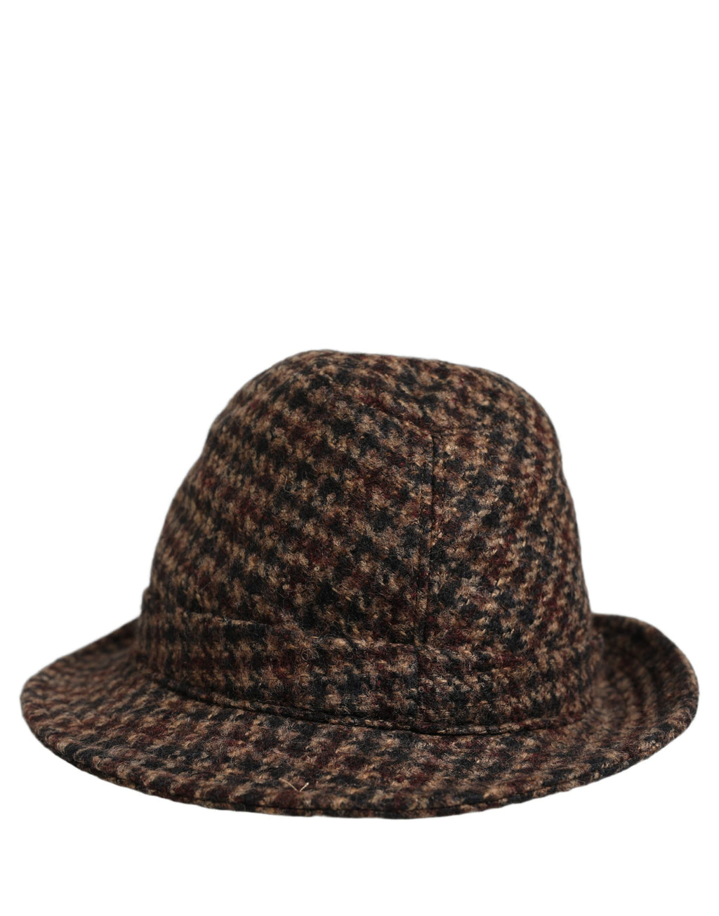 Dolce & Gabbana Brown Checkered Wool Tweed Fedora Capello Hats Dolce & Gabbana