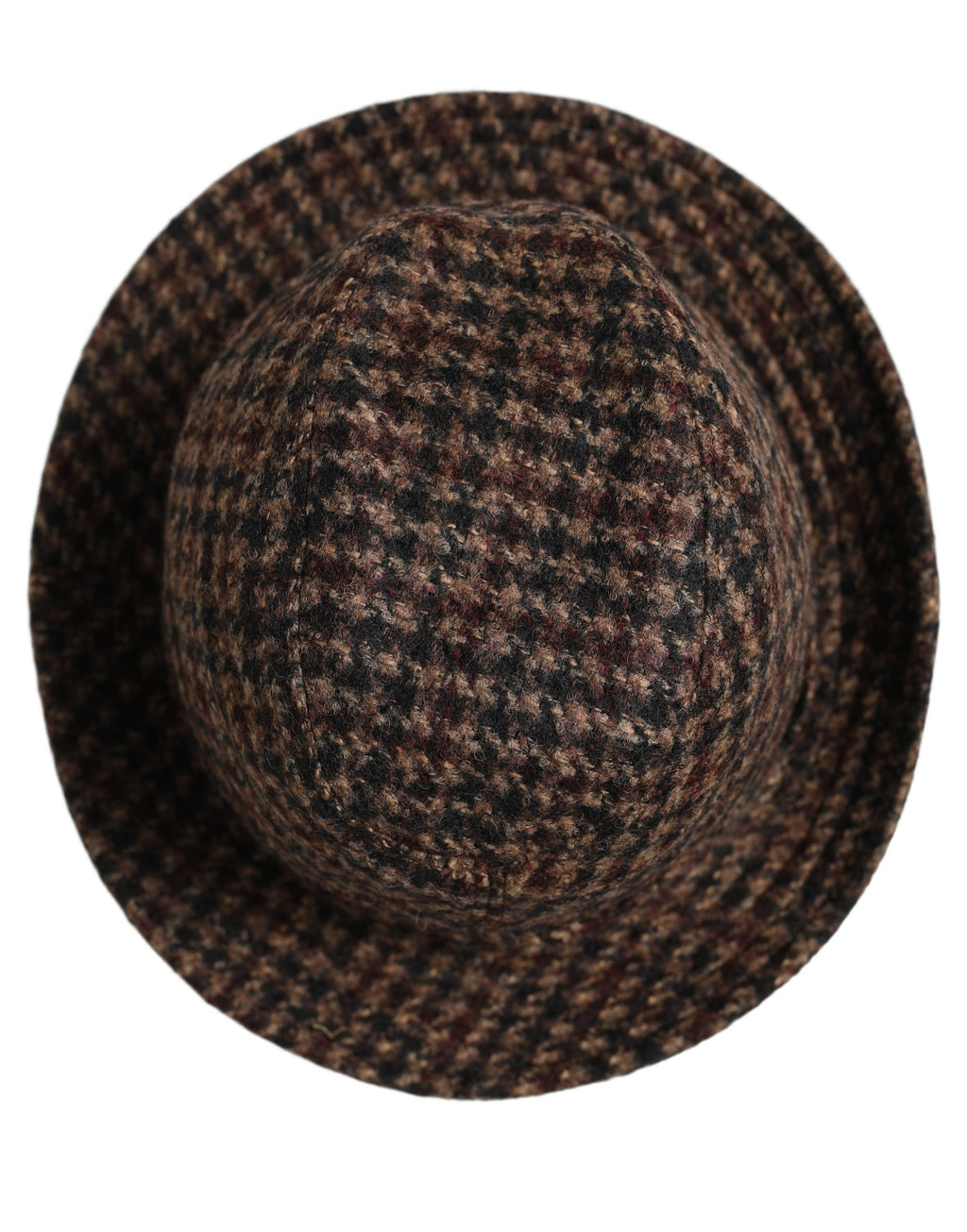 Dolce & Gabbana Brown Checkered Wool Tweed Fedora Capello Hats Dolce & Gabbana