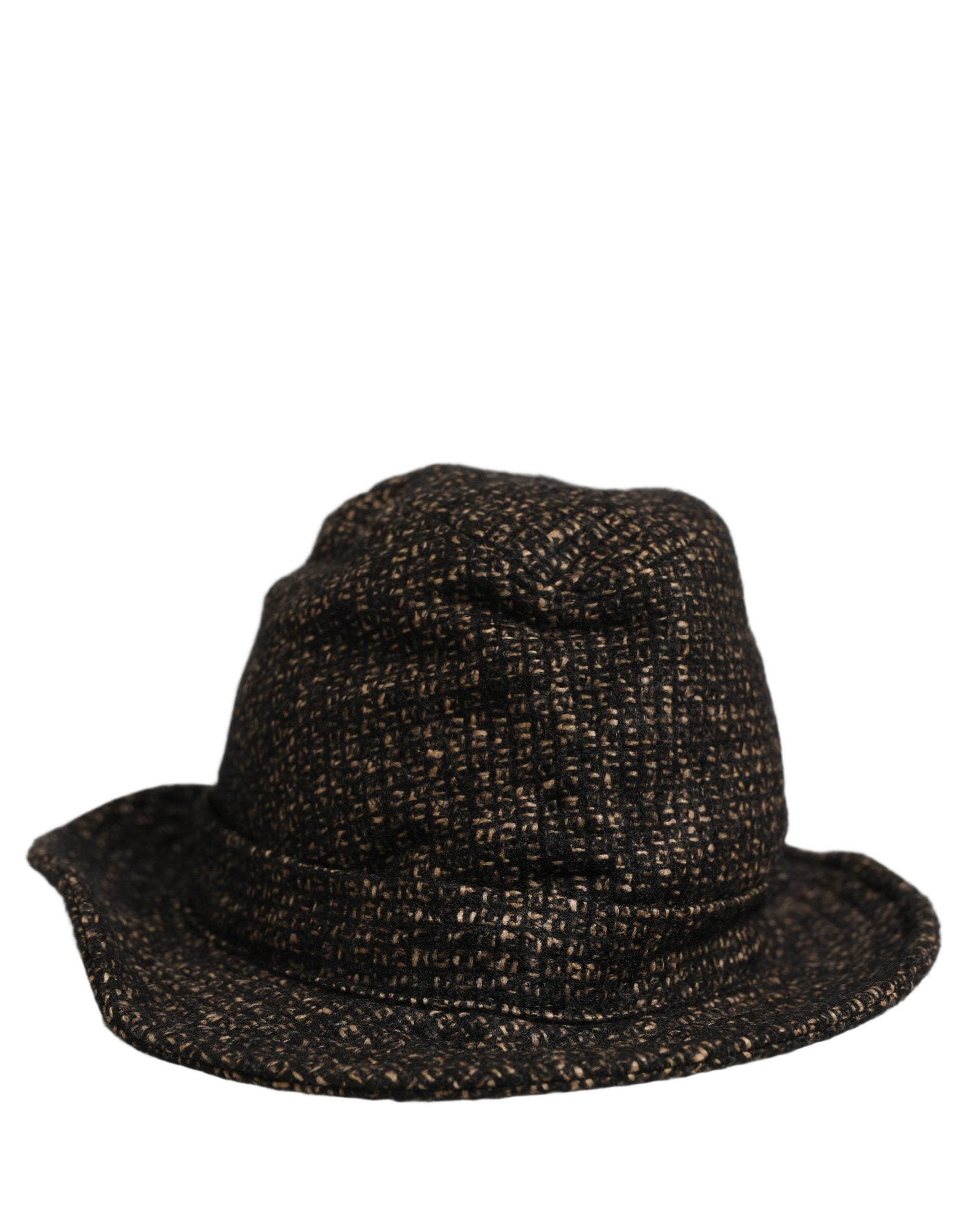 Dolce & Gabbana Gray Melange Blended Textured Tweed Capello Hat Dolce & Gabbana