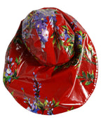 Dolce & Gabbana Glossy Red Floral Wide Brim Bucket Capello Hat Dolce & Gabbana