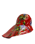 Dolce & Gabbana Glossy Red Floral Wide Brim Bucket Capello Hat Dolce & Gabbana