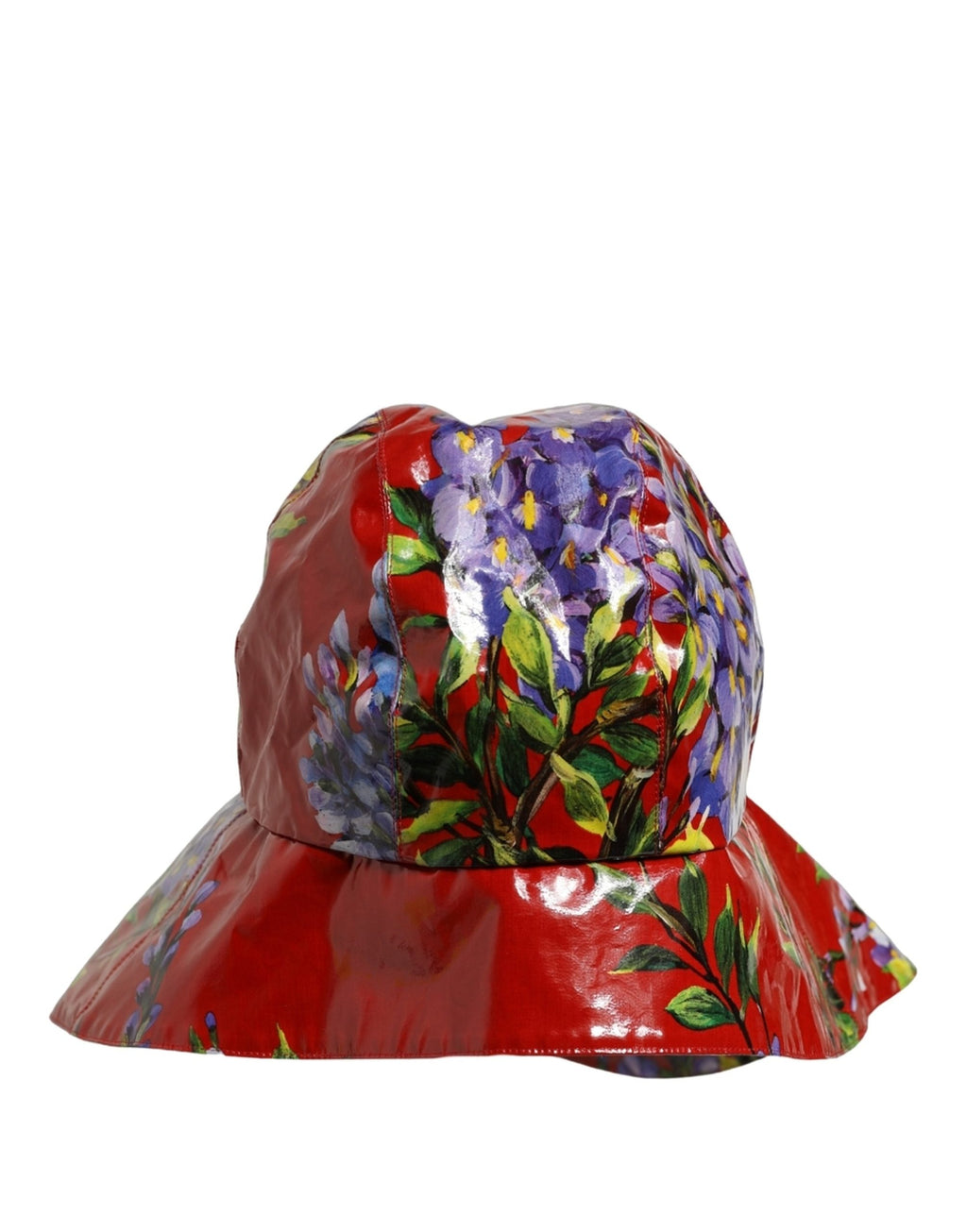 Dolce & Gabbana Glossy Red Floral Wide Brim Bucket Capello Hat Dolce & Gabbana