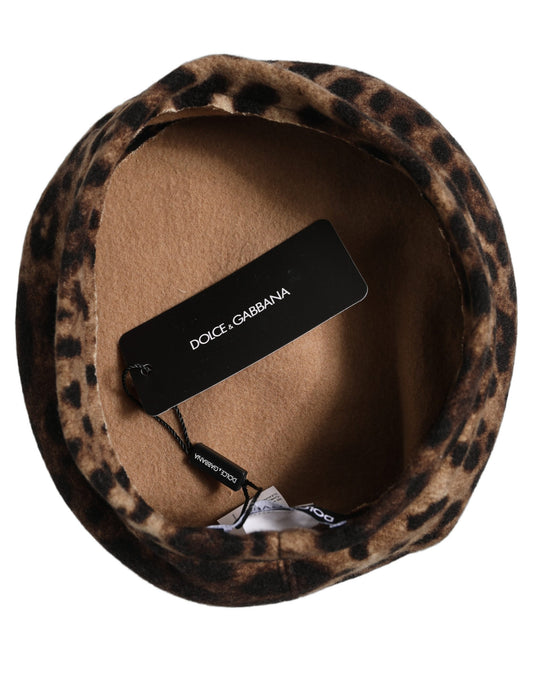 Dolce & Gabbana Brown Leopard French Style Beret Capello Hat Dolce & Gabbana