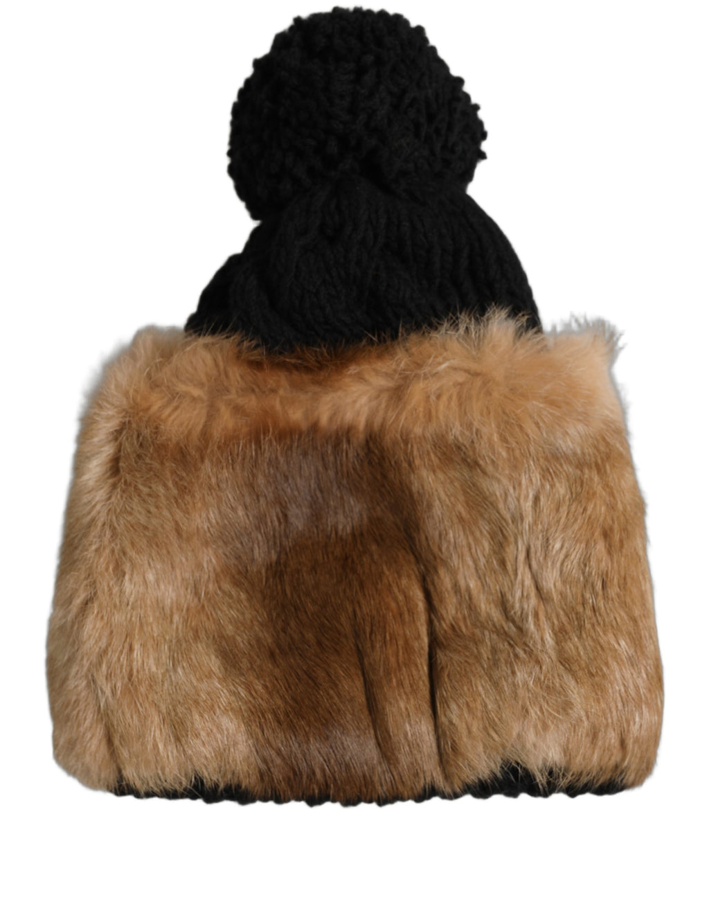 Dolce & Gabbana Black Brown Dyed Rabbit Real Fur Winter Beanie Hat Dolce & Gabbana