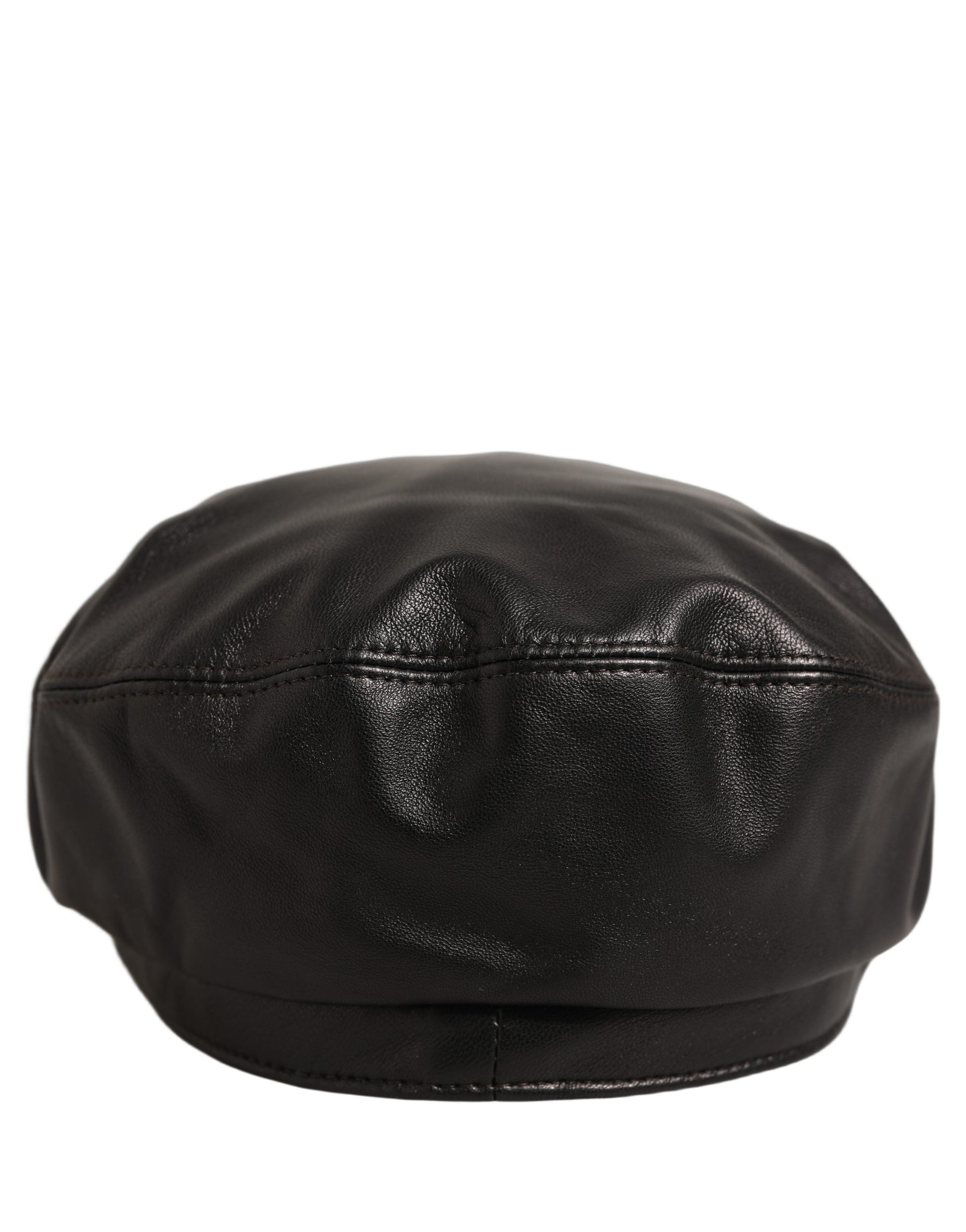 Dolce & Gabbana Black Lambskin Leather Newsboy Capello Hat Dolce & Gabbana