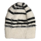 Dolce & Gabbana Black White Striped Angora Knitted Beanie One Size Hat Dolce & Gabbana