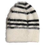 Dolce & Gabbana Black White Striped Angora Knitted Beanie One Size Hat Dolce & Gabbana