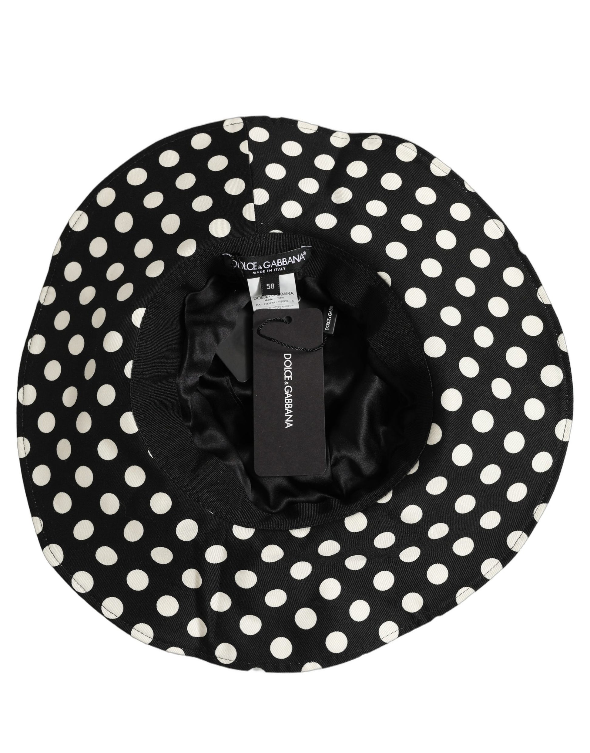 Dolce & Gabbana Black White Polka Dot Cotton Bucket Capello Hat Dolce & Gabbana