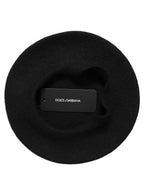Dolce & Gabbana Black Wool French Style Beret Capello Hat Dolce & Gabbana