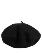 Dolce & Gabbana Black Wool French Style Beret Capello Hat Dolce & Gabbana