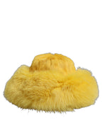 Dolce & Gabbana Yellow Fox Fur Womens Bucket Capello Hat Dolce & Gabbana