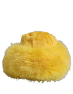 Dolce & Gabbana Yellow Fox Fur Womens Bucket Capello Hat Dolce & Gabbana