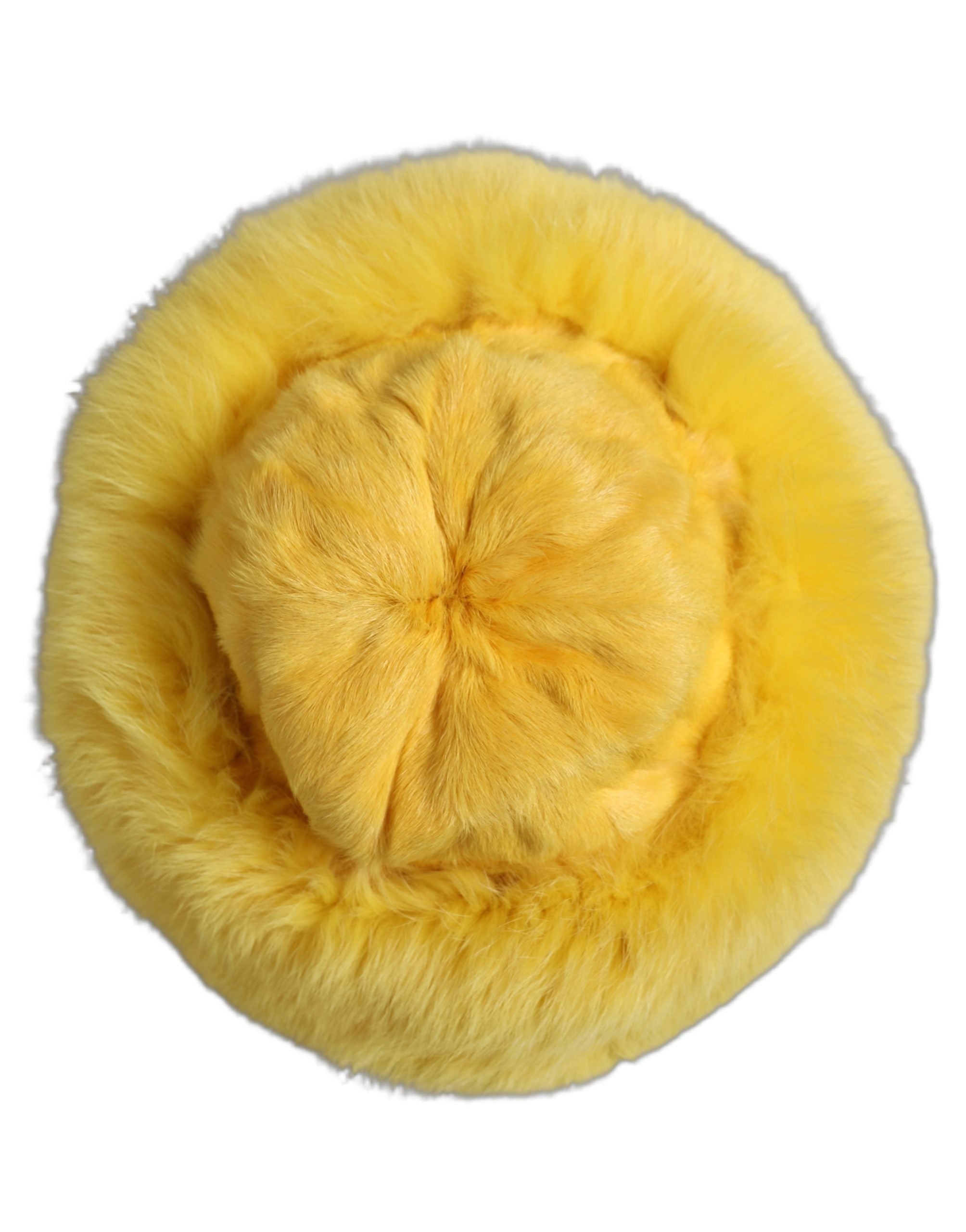 Dolce & Gabbana Yellow Fox Fur Womens Bucket Capello Hat Dolce & Gabbana