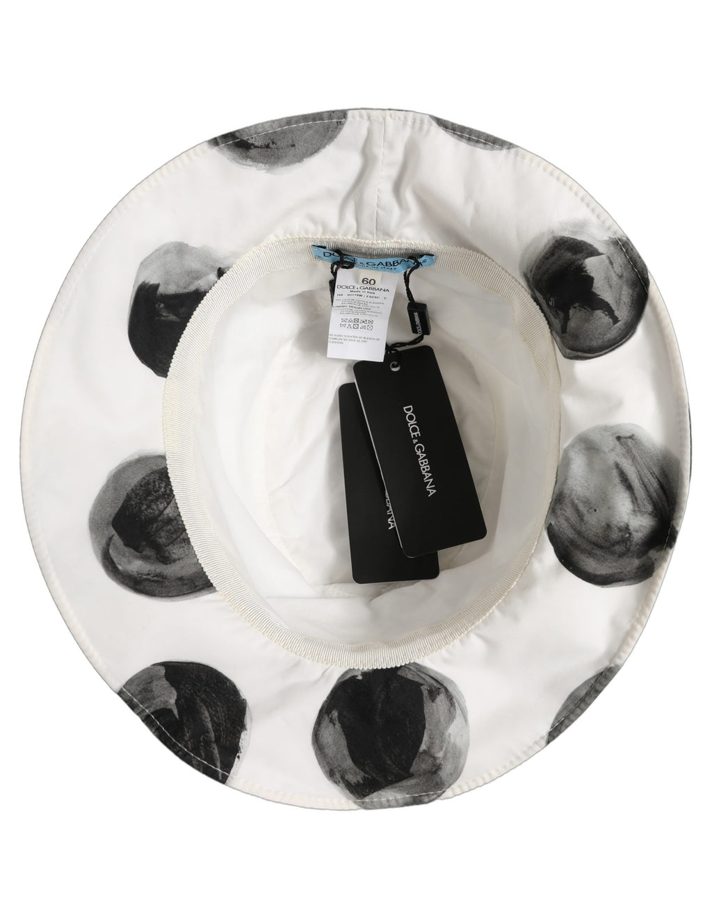 Dolce & Gabbana White Cotton Big Polka Dot Pattern Bucket Hat Dolce & Gabbana