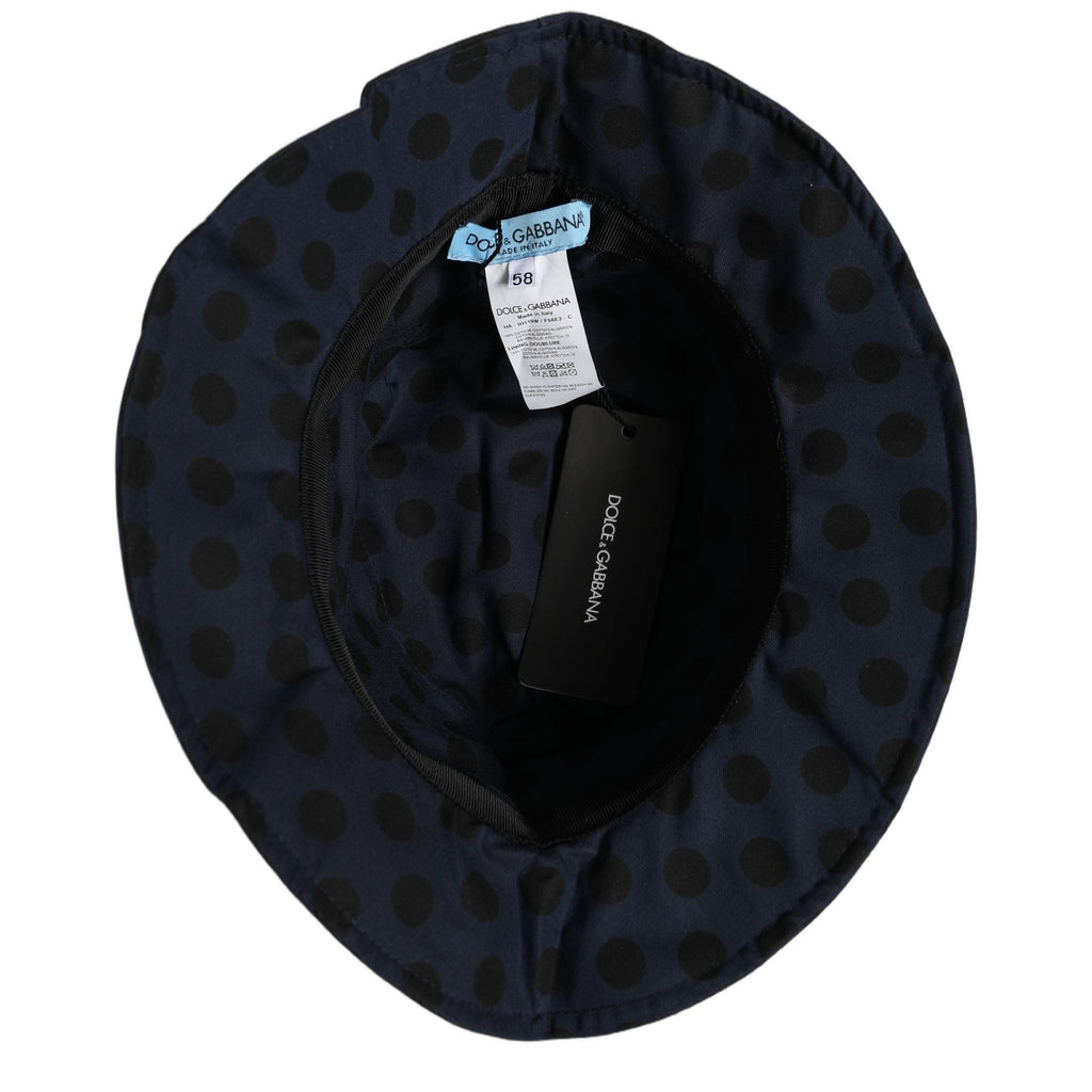 Dolce & Gabbana Blue Black Polka Dot Cotton Bucket Capello Hat Dolce & Gabbana