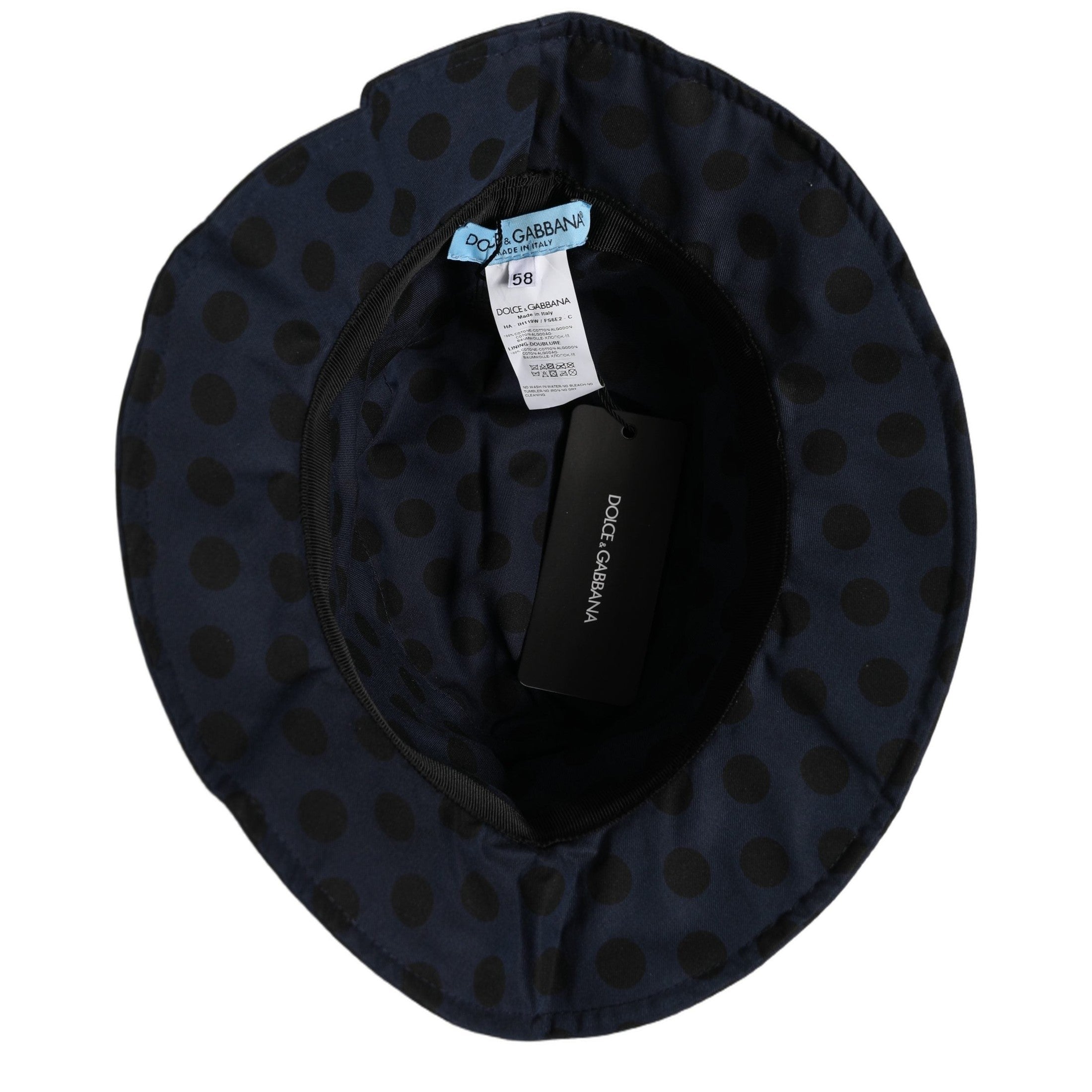 Dolce & Gabbana Blue Black Polka Dot Cotton Bucket Capello Hat Dolce & Gabbana