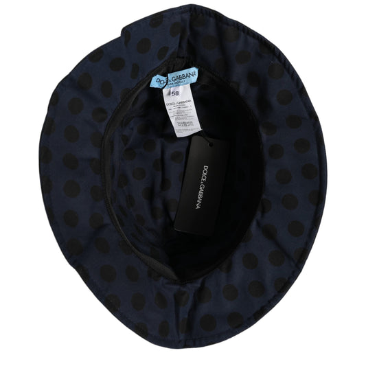 Dolce & Gabbana Blue Black Polka Dot Cotton Bucket Capello Hat Dolce & Gabbana