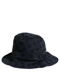 Dolce & Gabbana blue and black polka dot cotton bucket hat with a wide brim and casual style.