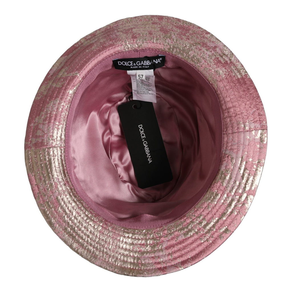 Dolce & Gabbana Pink Metallic Jacquard Pattern Bucket Capello Hat Dolce & Gabbana