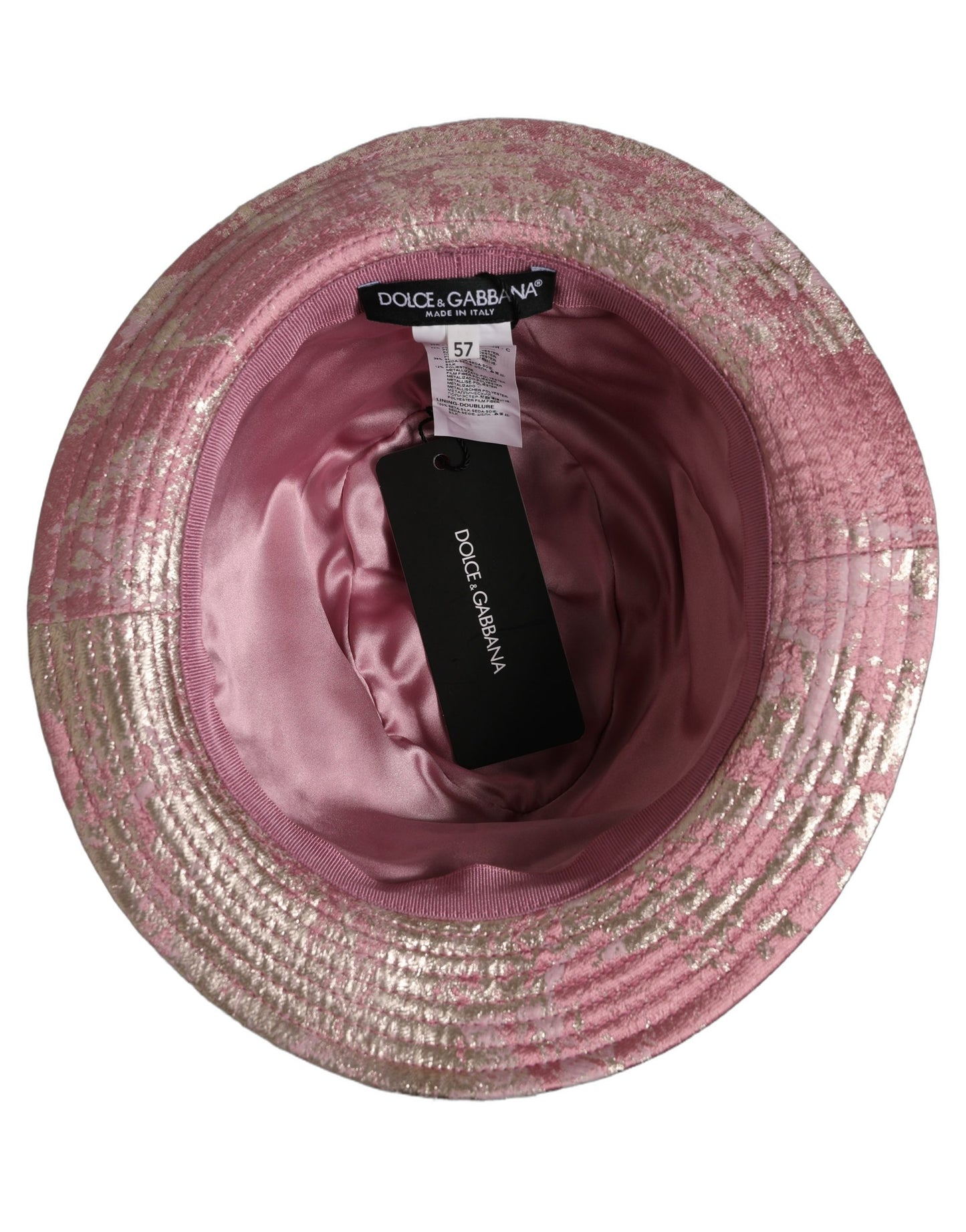 Dolce & Gabbana Pink Metallic Jacquard Pattern Bucket Capello Hat Dolce & Gabbana