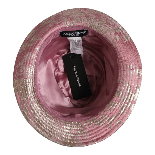 Dolce & Gabbana Pink Metallic Jacquard Pattern Bucket Capello Hat Dolce & Gabbana