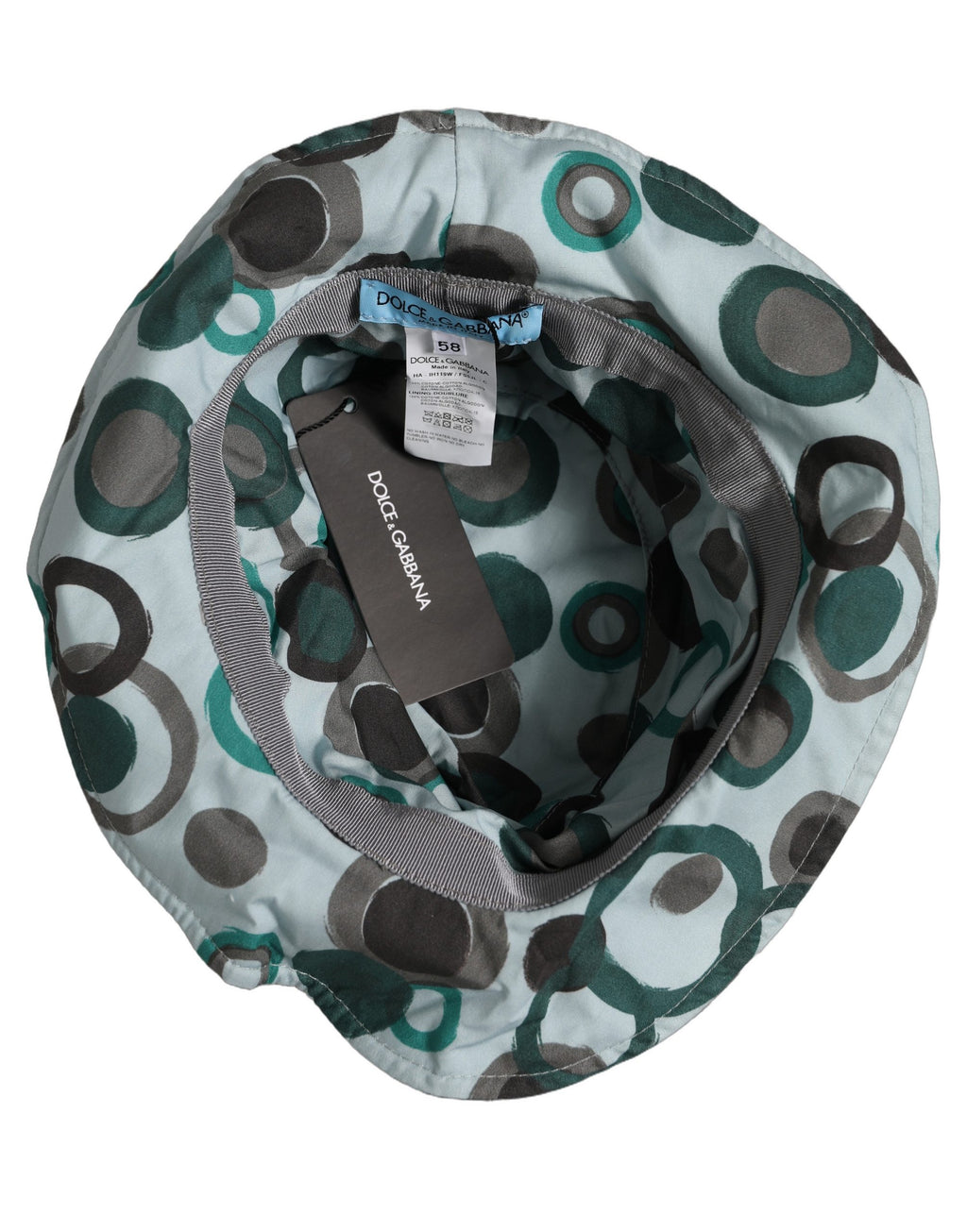 Dolce & Gabbana Teal Cotton Big Polka Dot Pattern Bucket Hat Dolce & Gabbana