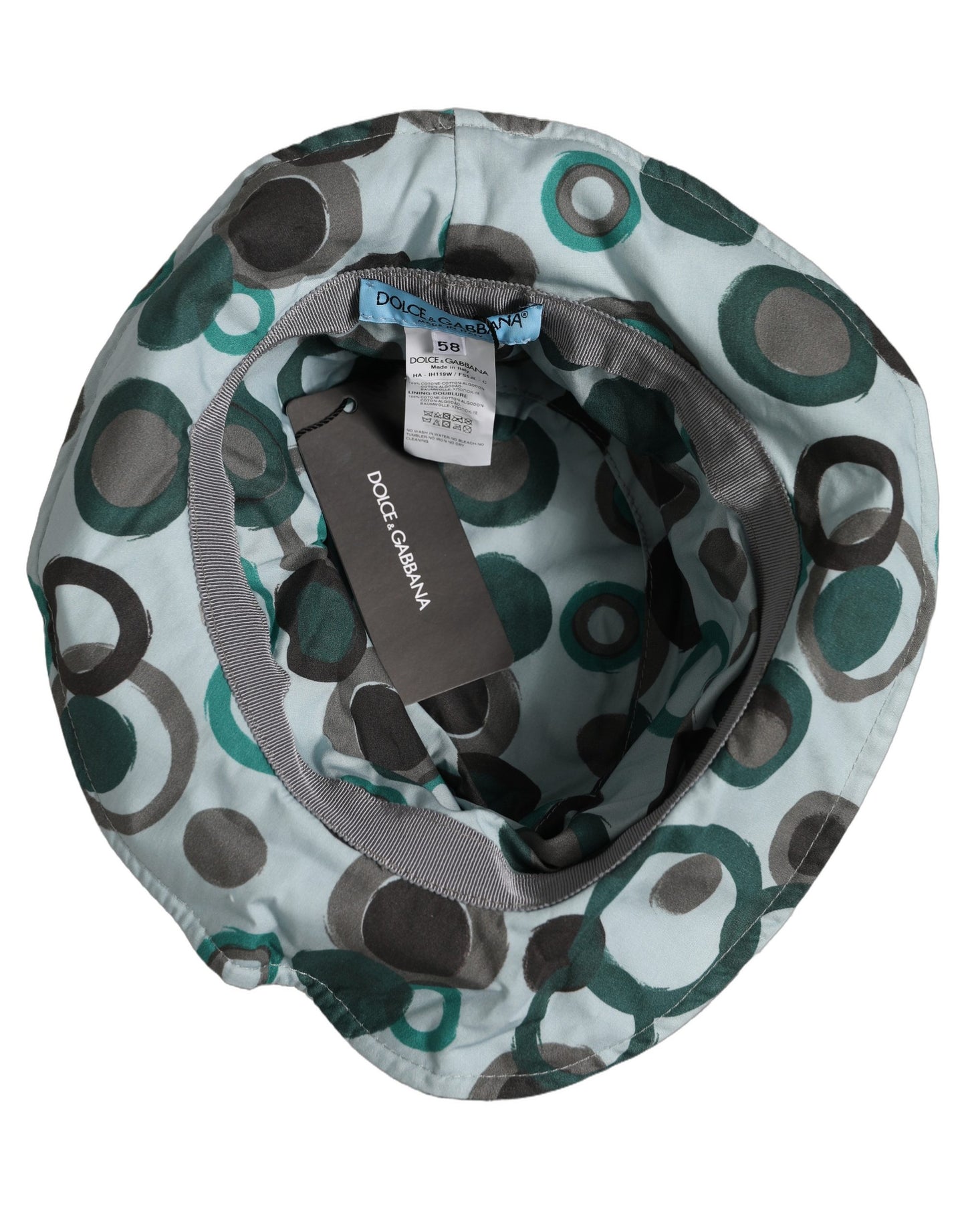 Dolce & Gabbana Teal Cotton Big Polka Dot Pattern Bucket Hat Dolce & Gabbana