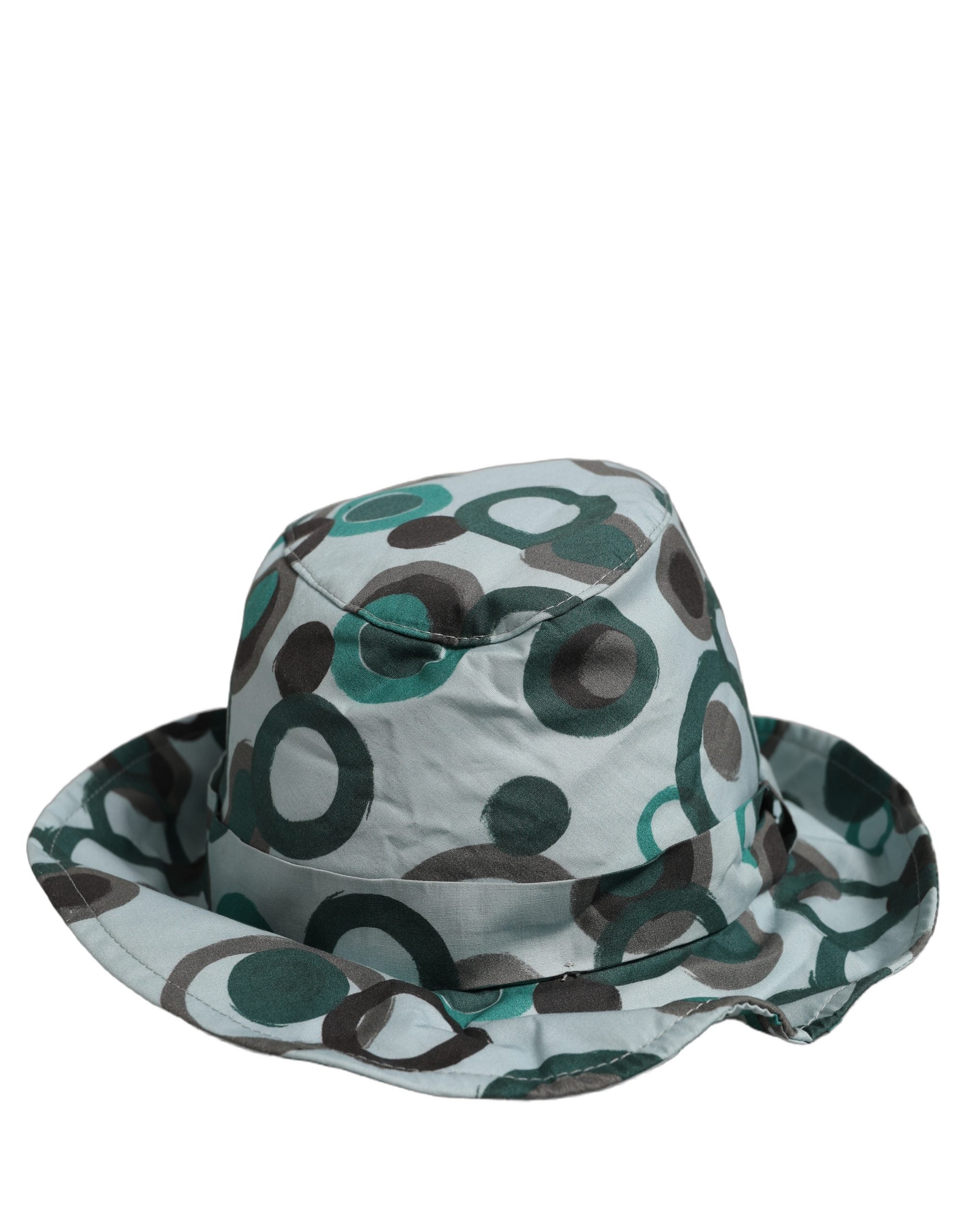 Dolce & Gabbana Teal Cotton Big Polka Dot Pattern Bucket Hat Dolce & Gabbana