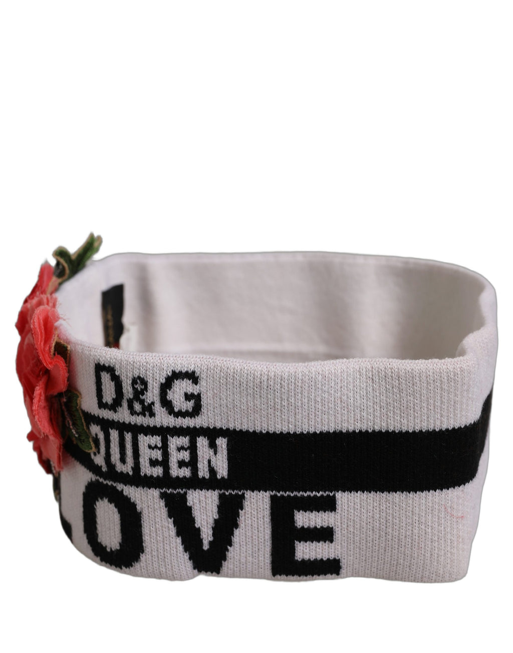Dolce & Gabbana White D&G Queen Love Floral Applique Head Band One Size Hat Dolce & Gabbana
